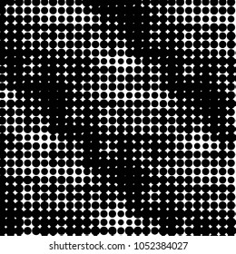 Abstract grunge grid polka dot halftone background pattern. Spotted black and white vector line illustration

