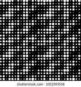 Abstract grunge grid polka dot halftone background pattern. Spotted black and white vector line illustration
