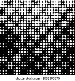 Abstract grunge grid polka dot halftone background pattern. Spotted black and white vector line illustration
