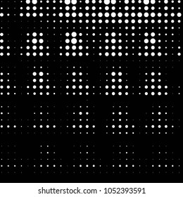 Abstract grunge grid polka dot halftone background pattern. Spotted black and white vector line illustration
