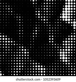 Abstract grunge grid polka dot halftone background pattern. Spotted black and white vector line illustration
