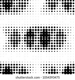 Abstract grunge grid polka dot halftone background pattern. Spotted black and white vector line illustration
