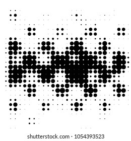 Abstract grunge grid polka dot halftone background pattern. Spotted black and white vector line illustration
