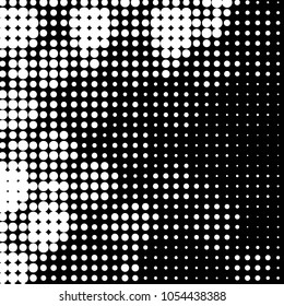 Abstract grunge grid polka dot halftone background pattern. Spotted black and white vector line illustration
