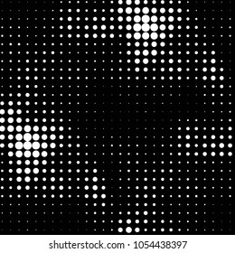 Abstract grunge grid polka dot halftone background pattern. Spotted black and white vector line illustration
