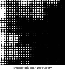 Abstract grunge grid polka dot halftone background pattern. Spotted black and white vector line illustration
