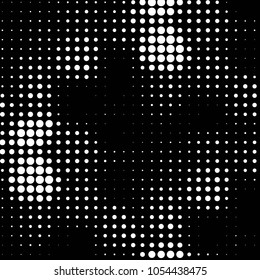 Abstract grunge grid polka dot halftone background pattern. Spotted black and white vector line illustration
