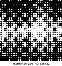 Abstract grunge grid polka dot halftone background pattern. Spotted black and white vector line illustration
