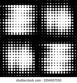 Abstract grunge grid polka dot halftone background pattern. Spotted black and white vector line illustration
