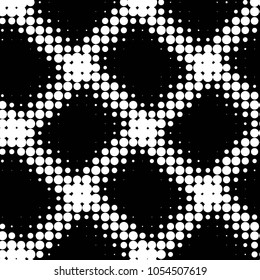 Abstract grunge grid polka dot halftone background pattern. Spotted black and white vector line illustration

