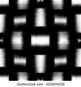 Abstract grunge grid polka dot halftone background pattern. Spotted black and white vector line illustration
