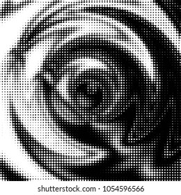 Abstract grunge grid polka dot halftone background pattern. Spotted black and white vector line illustration
