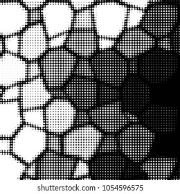 Abstract grunge grid polka dot halftone background pattern. Spotted black and white vector line illustration
