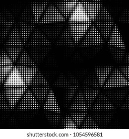 Abstract grunge grid polka dot halftone background pattern. Spotted black and white vector line illustration

