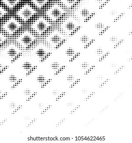 Abstract grunge grid polka dot halftone background pattern. Spotted black and white vector line illustration
