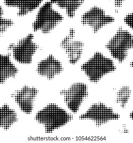 Abstract grunge grid polka dot halftone background pattern. Spotted black and white vector line illustration
