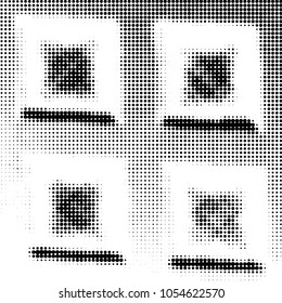 Abstract grunge grid polka dot halftone background pattern. Spotted black and white vector line illustration
