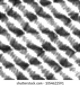 Abstract grunge grid polka dot halftone background pattern. Spotted black and white vector line illustration

