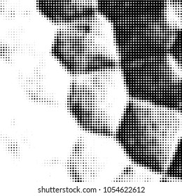 Abstract grunge grid polka dot halftone background pattern. Spotted black and white vector line illustration
