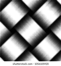 Abstract grunge grid polka dot halftone background pattern. Spotted black and white vector line illustration
