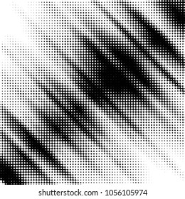 Abstract grunge grid polka dot halftone background pattern. Spotted black and white vector line illustration
