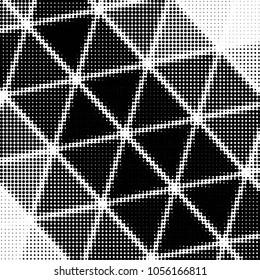 Abstract grunge grid polka dot halftone background pattern. Spotted black and white vector line illustration
