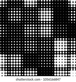 Abstract grunge grid polka dot halftone background pattern. Spotted black and white vector line illustration
