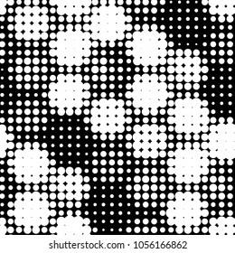 Abstract grunge grid polka dot halftone background pattern. Spotted black and white vector line illustration
