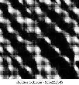Abstract grunge grid polka dot halftone background pattern. Spotted black and white vector line illustration
