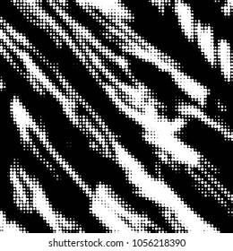 Abstract grunge grid polka dot halftone background pattern. Spotted black and white vector line illustration
