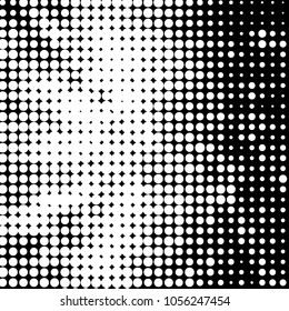 Abstract grunge grid polka dot halftone background pattern. Spotted black and white vector line illustration
