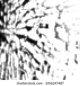 Abstract grunge grid polka dot halftone background pattern. Spotted black and white vector line illustration
