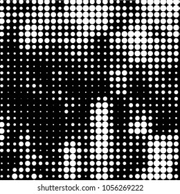 Abstract grunge grid polka dot halftone background pattern. Spotted black and white vector line illustration
