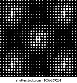 Abstract grunge grid polka dot halftone background pattern. Spotted black and white vector line illustration
