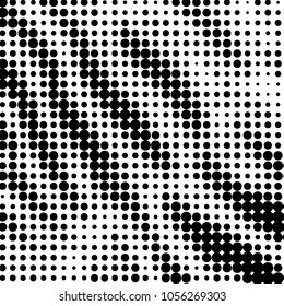 Abstract grunge grid polka dot halftone background pattern. Spotted black and white vector line illustration
