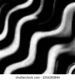 Abstract grunge grid polka dot halftone background pattern. Spotted black and white vector line illustration
