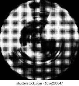Abstract grunge grid polka dot halftone background pattern. Spotted black and white vector line illustration
