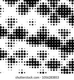Abstract grunge grid polka dot halftone background pattern. Spotted black and white vector line illustration
