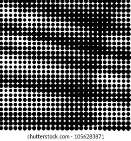 Abstract grunge grid polka dot halftone background pattern. Spotted black and white vector line illustration
