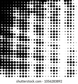 Abstract grunge grid polka dot halftone background pattern. Spotted black and white vector line illustration
