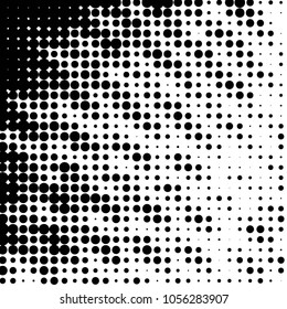 Abstract grunge grid polka dot halftone background pattern. Spotted black and white vector line illustration
