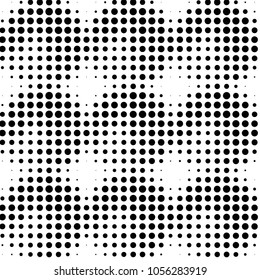 Abstract grunge grid polka dot halftone background pattern. Spotted black and white vector line illustration
