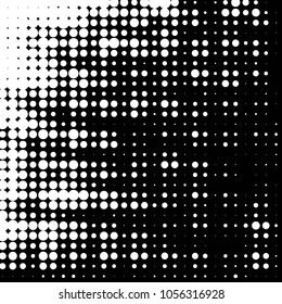 Abstract grunge grid polka dot halftone background pattern. Spotted black and white vector line illustration
