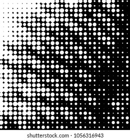Abstract grunge grid polka dot halftone background pattern. Spotted black and white vector line illustration
