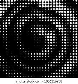 Abstract grunge grid polka dot halftone background pattern. Spotted black and white vector line illustration
