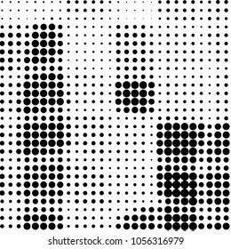 Abstract grunge grid polka dot halftone background pattern. Spotted black and white vector line illustration
