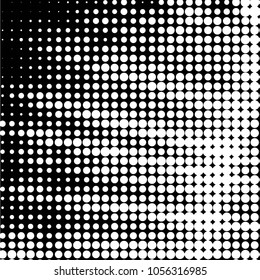 Abstract grunge grid polka dot halftone background pattern. Spotted black and white vector line illustration
