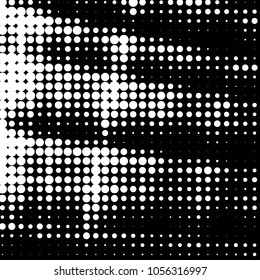 Abstract grunge grid polka dot halftone background pattern. Spotted black and white vector line illustration
