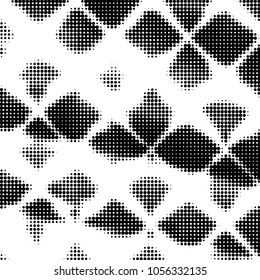 Abstract grunge grid polka dot halftone background pattern. Spotted black and white vector line illustration
