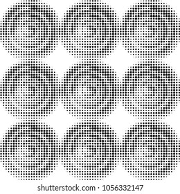 Abstract grunge grid polka dot halftone background pattern. Spotted black and white vector line illustration
